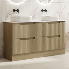 Lilinoe 1500mm Natural Oak Freestanding Double Vanity with Stone Countertop